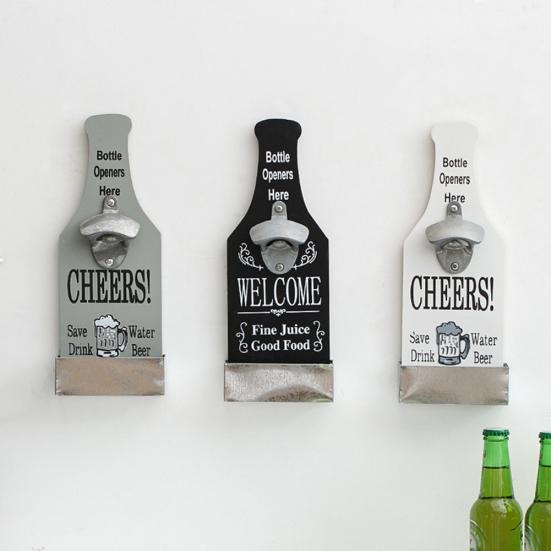 Clean Products Wooden Hanging Bottle Opener Vintage Cap Remover Restaurant Wall Plaque Decor