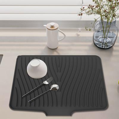 Abtropfmatte aus Silikon, hitzebeständige Abtropfunterlage, Spülbeckenmatte für die Küchentheke, schnelltrocknende Geschirrmatte, multifunktionale Geschirrmatte