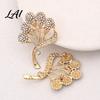 Dainty Floral Jewelry Rhinestone Flower Branch Brooch Alloy Lapel Pin for Wedding Party Brooch Women Clothing Accessories Daily Artistic