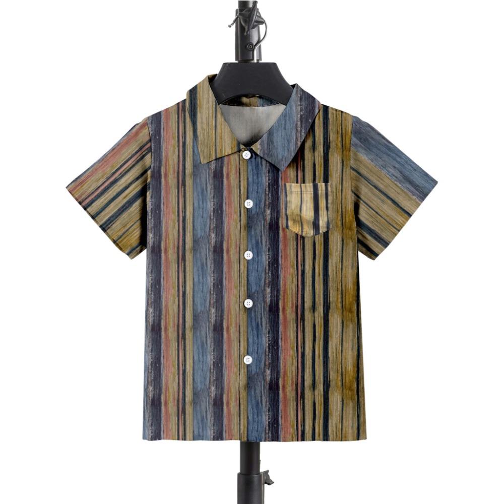 Hawaiian Beach Camping Bus Print Boys Novel Casual Short Sleeve Lapel Shirt Children Tops Clothes Comfortable Casual Wear