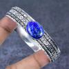 Lapis Lazuli Gemstone 925 Sterling Silver Cuff Bangle 7.5"