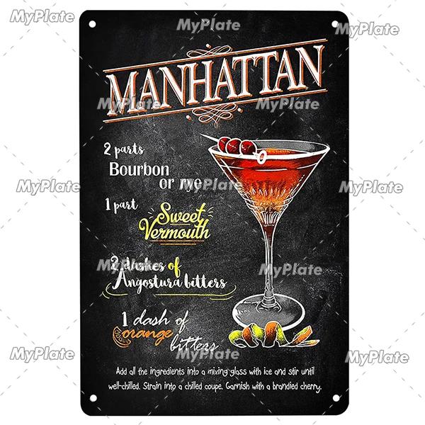 Cocktail Metallschild Plakette Metallschild Vintage Pub Lustiges Blechschild Wanddeko für Bar Pub Club Man Cave Blechschilder Vintage