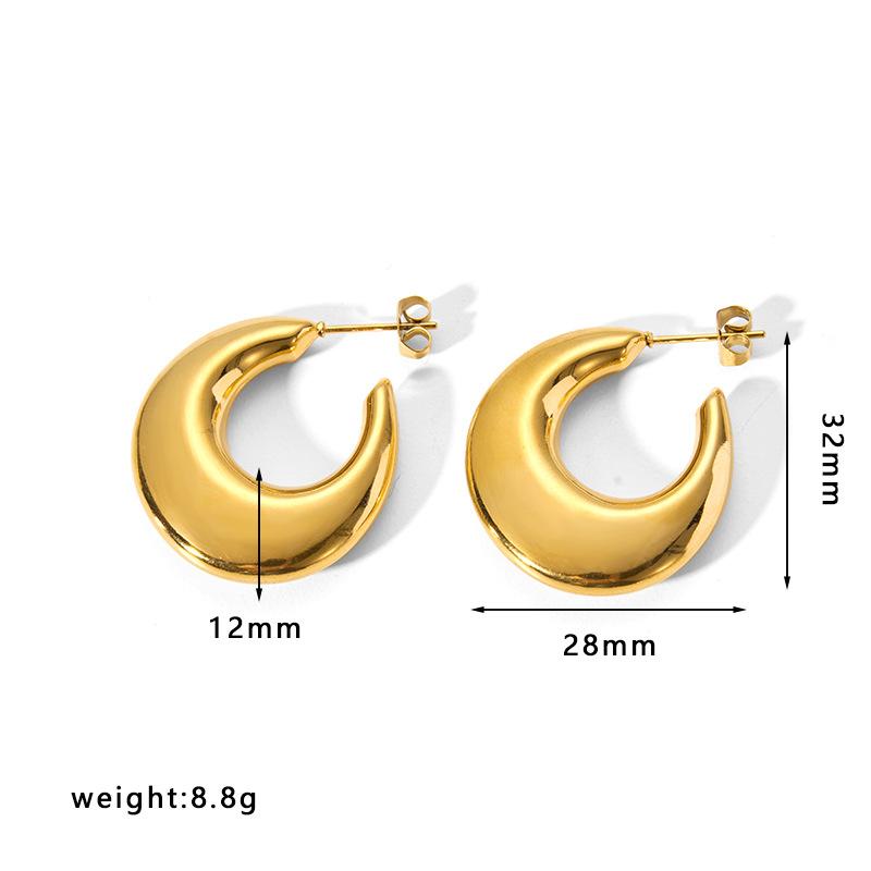 Gold Color Stainless Steel Hoop Earrings For Women Ear Drop Stud