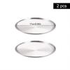 2Pcs Stainless Steel Round Plate Bone Spitting Dish Shallow Tray Metal Camping Plate Dining Disc BBQ Picnic Dishes Cookware