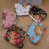 Fashion Mini Coin Purse Rose Floral Print Canvas Clutch Wallet Metal Hasp Makeup Bag for Women