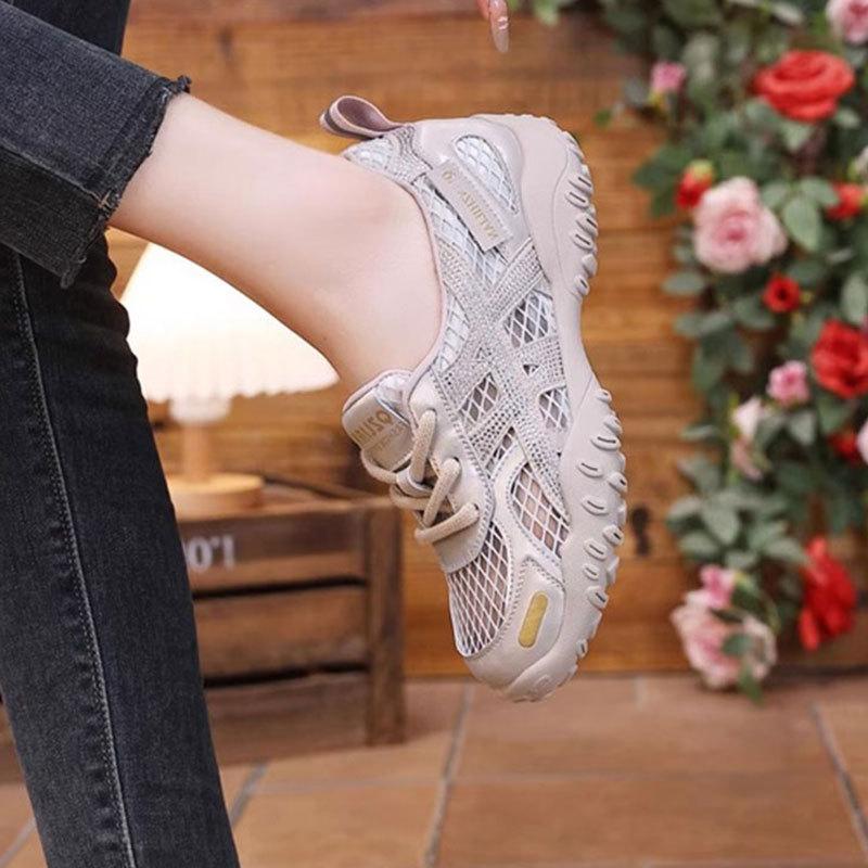 Summer Mesh Breathable Thick-soled Heightening Little White Shoes Women's Shoes Mori Versatile Casual Sports Board Shoes Daily Commuting Shoes