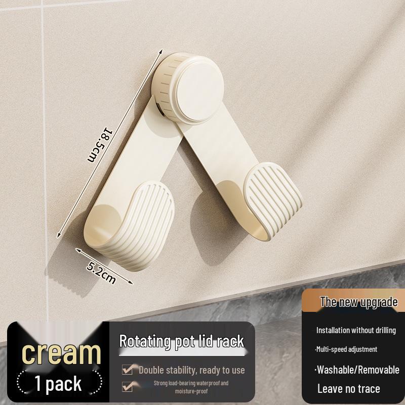 Premium Wall-Mounted Rotating Pot Lid and Cutting Board Holder with Suction Cup Attachment