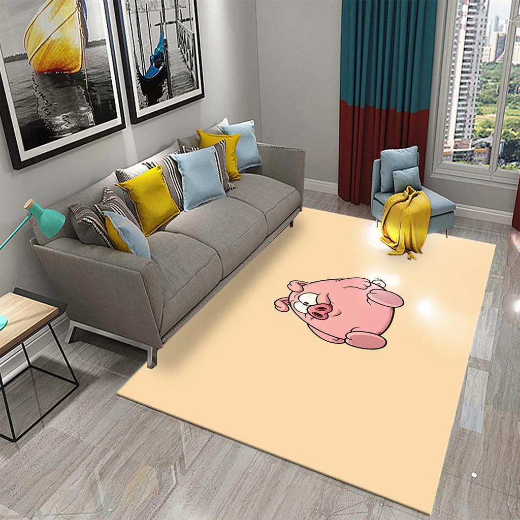 Cute Cartoon Pig Carpet Lovely Animal Floor Mat for Bathroom Decor Carpet Non-Slip for Living Room Kitchen Bedroom Doormat Mats