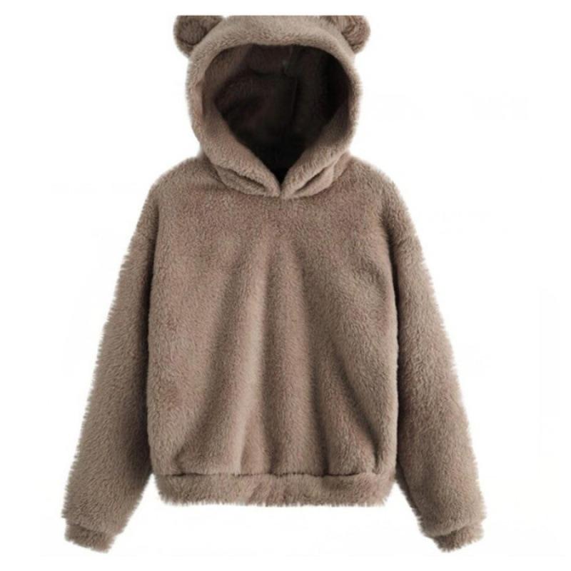 Autumn and winter new fluffy rabbit ears hooded warm sweater sweater