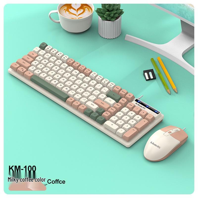 Viper KM100 Wired Keyboard & Mouse Set - Mechanical Feel, Color-Matched USB for Office, Computer, Notebook Use