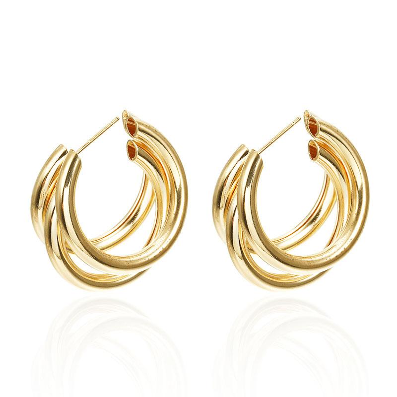 2021 New Big Earrings For Women Girls Gold Vintage Geometric Statement Metal Art Drop Earrings Charm Hoop Round Dangle Modern