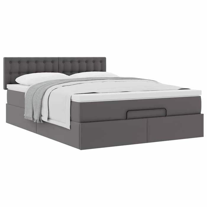 VidaXL Cadre de lit ottoman avec matelas gris 140x190 cm similicuir, cadre de lit, cadre de lit rembourré 3311306