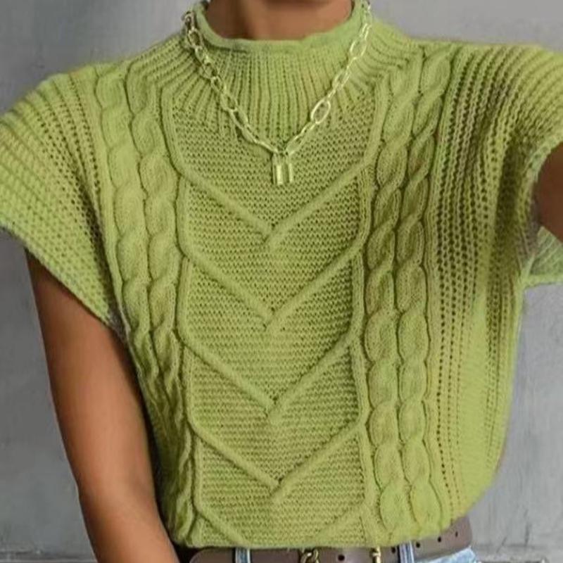 

IHUASU Осенняя мода Женский джемпер Европа и США Верхняя одежда Twist Высокий воротник Жилеты L зелёный