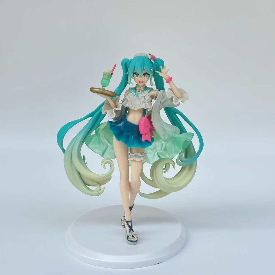 

Anime New Hatsune Miku Figure Soda Cream Dress The Props Desktop Decoration Doll Collection PVC Model Toys Kids Birthday Gifts