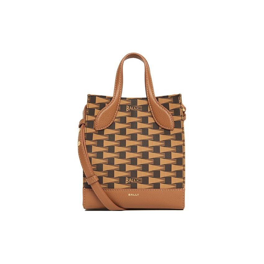 Bally Vintage Logo Leather Tote Bag Women Tote Bags Brown 6306501