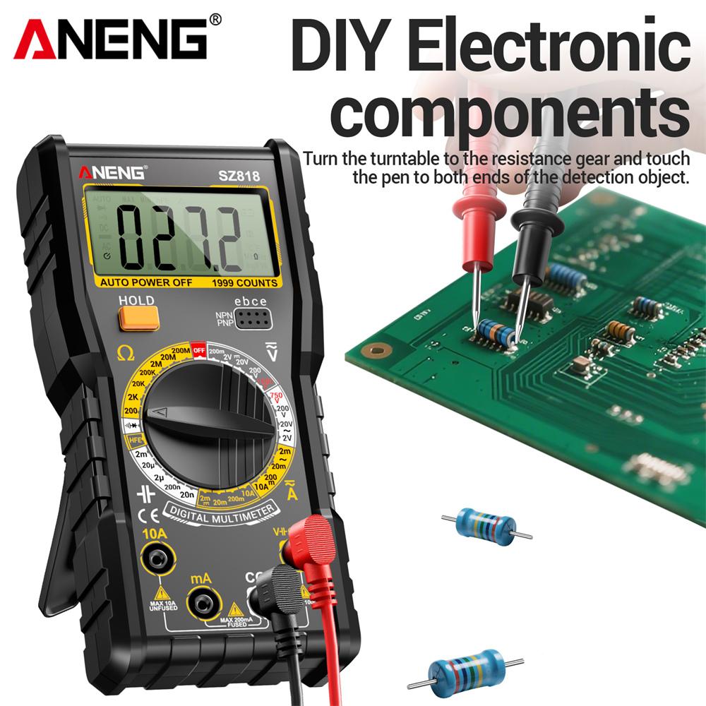 Multifunctional ANENG SZ818 Digital Multimeter High Precision AC/DC Voltage Current 1000V10A NCV Capacitance HFE Tester with Free BT167 Battery Tester
