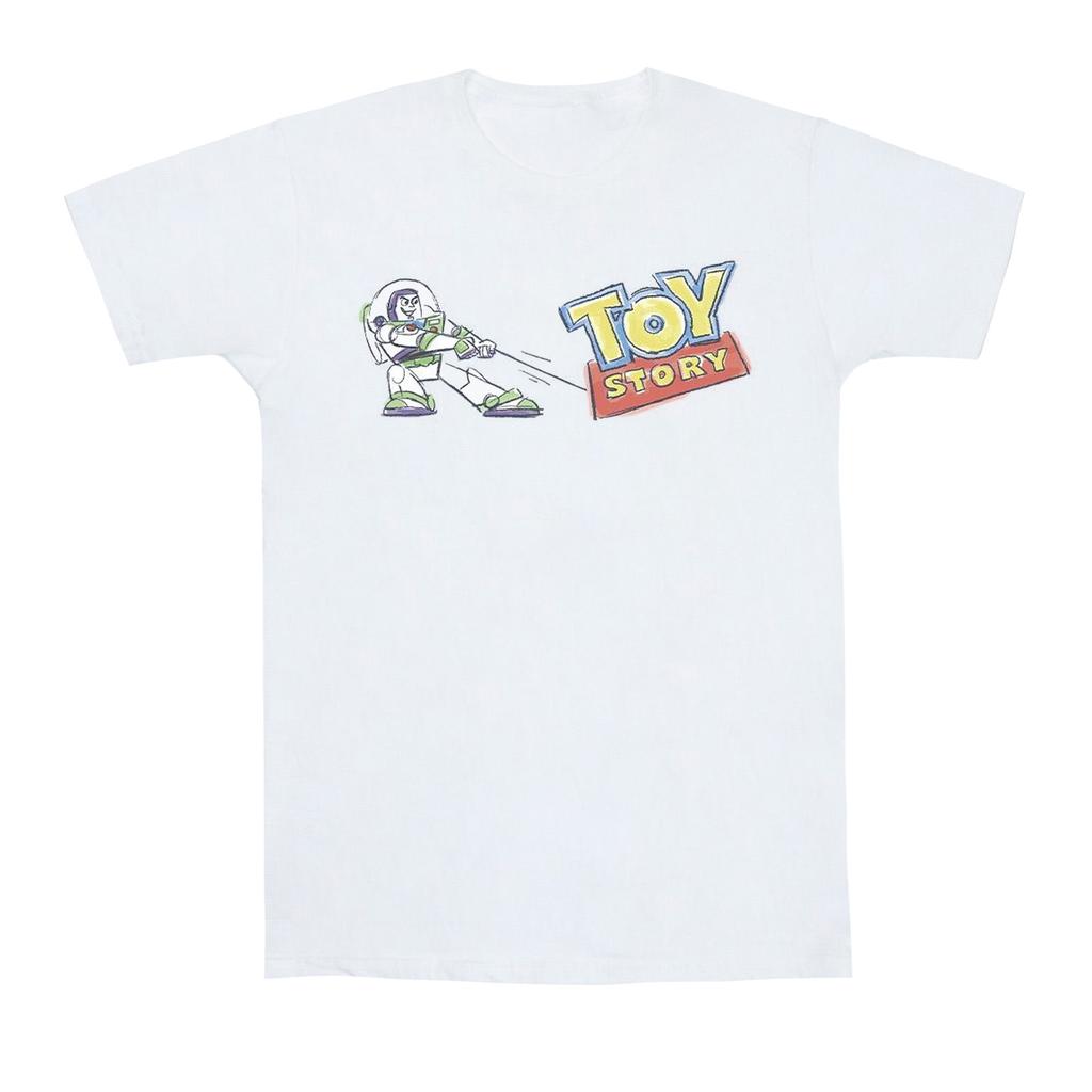 Disney Mens Toy Story Buzz Pulling Logo T-Shirt