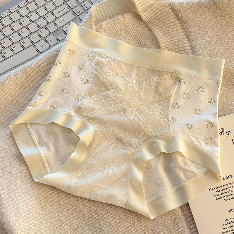 Ladies Spring and Autumn Lace Mini Pressure Abdominal 10A Antibacterial Antibacterial Crotch High Waist Triangle Briefs