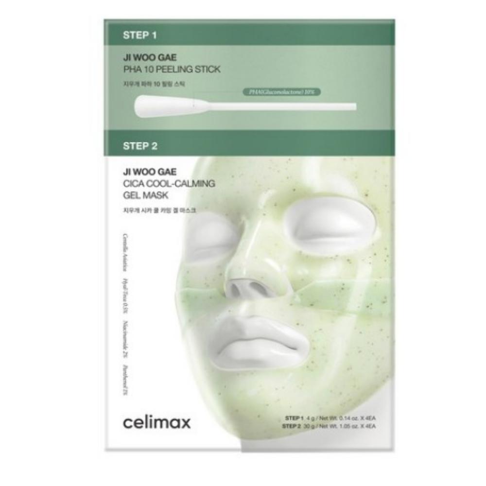 Cellimax Eraser Cica PHA Peel Two-Step Gel Mask Soothing Exfoliating Sheet Mask 4 Sheets