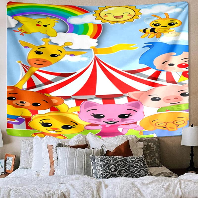 Happy Plim Friends Printed Tapestry, Wall Hanging,Livingroom, dormitory, Large Wall Decor, Fabric Decor Fan Birthday Gifts