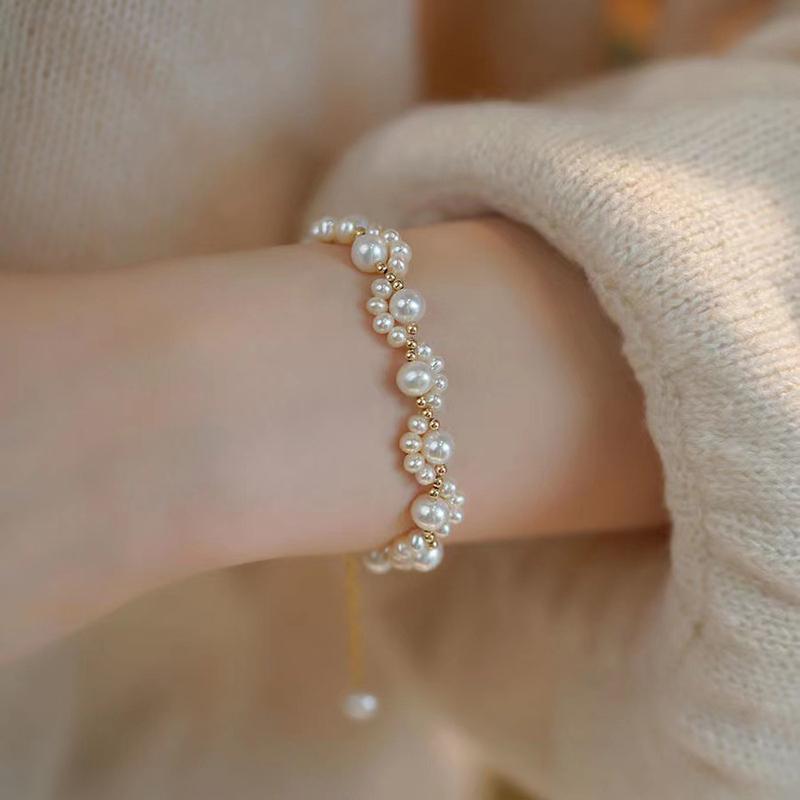 Imitation Pearl Bracelet for Women Cute Sweet Kitten Claw Handmade Adjustable Opening Bracelet Student Friendship Jewelry Gift