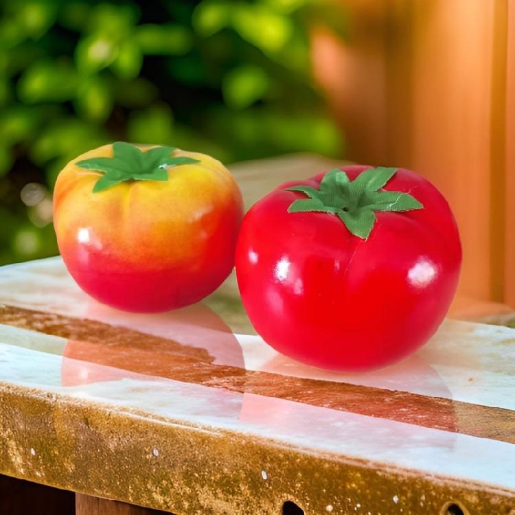 Set of 2 Decorative Tomato Faux Tomatoes Durable Artificial Vegetables for Table Centerpieces and Holiday Decors