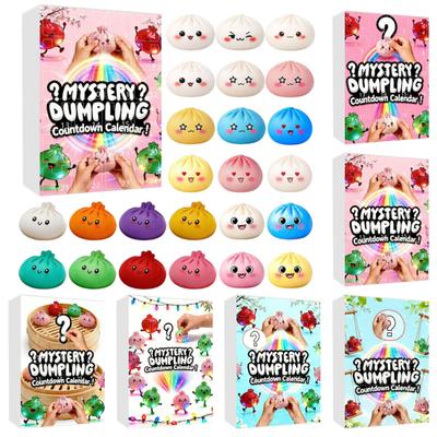 Giocattolo Spremi Gnocchi Calendario dell'Avvento Cartone Animato Panino al Vapore Sollievo dallo Stress Fidget Toy Scatola Conto alla Rovescia 24 Giorni Bomboniere per Feste