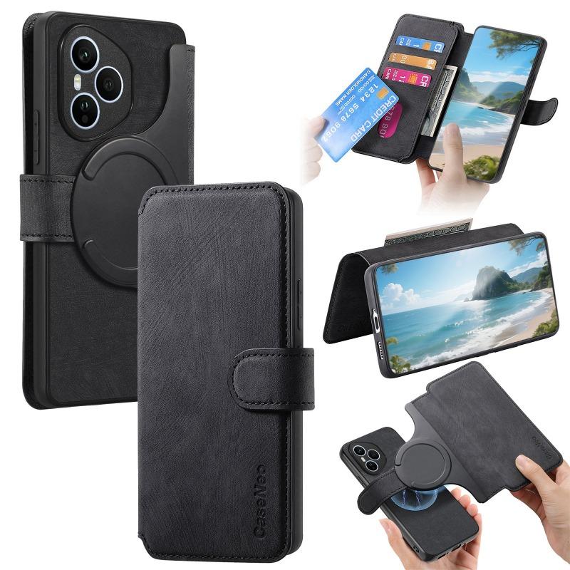 

Multifunction Flip Leather Magnetic Wallet Case for Honor 400 Pro 400 Lite Magsafe Removable 2 in 1 Phone Cover for Honor 400Pro Honor 400 (Global) чорний