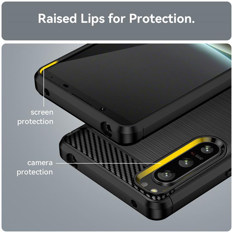 For Sony Xperia 5 IV Case For Sony Xperia 5 IV Cover Back Soft TPU Bumper Carbon Fiber Phone Case For Sony Xperia 5 IV Fundas