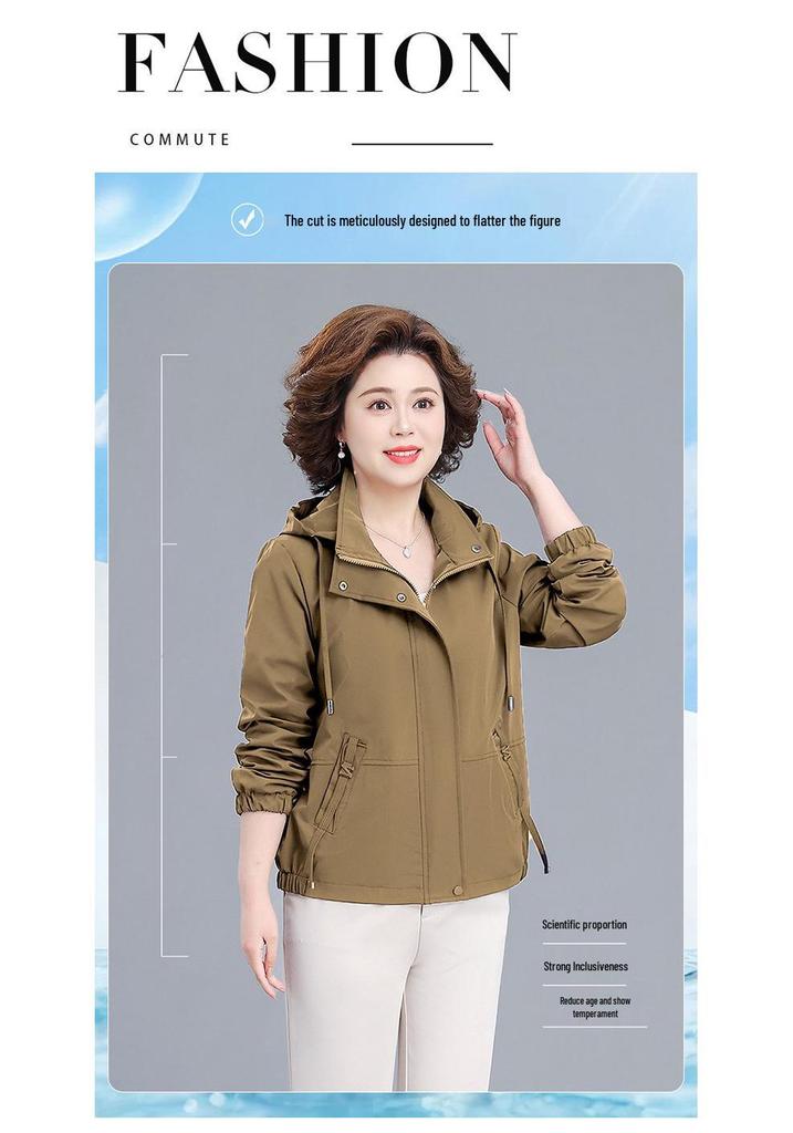 2026 Stylish Plus-Size Spring/Autumn Windbreaker for Middle-Aged and Elderly Women
