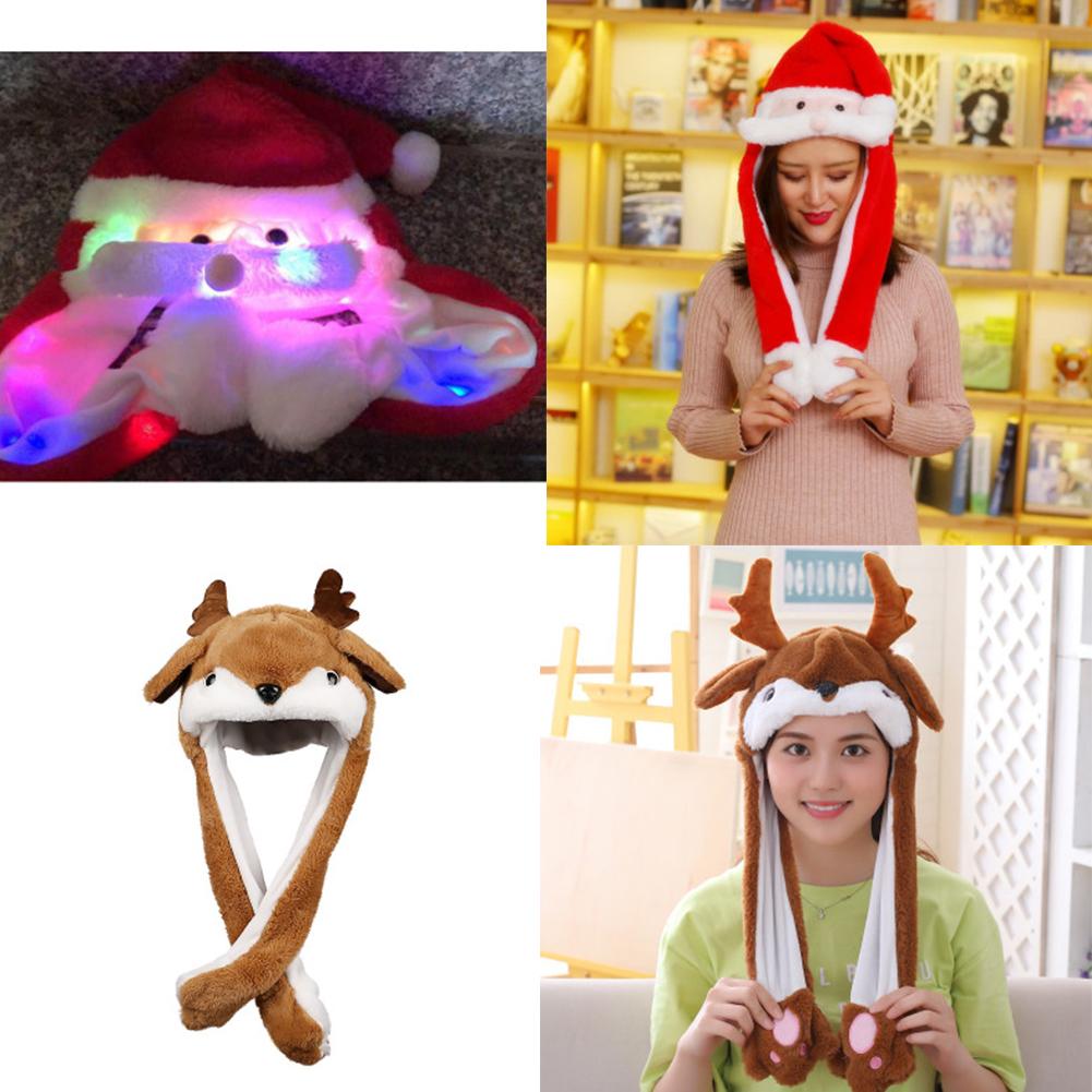 Cute Cartoon Pinch Ears Moveable  Cap Warm Hat Santa  Elk for Christmas Gift Decorative Props