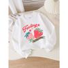 Girls' Crew Neck Sweatshirt Feeling Berry Good Strawberry Design (1), Soft Cozy Pullover, Warm Casual Outfit for Autumn And Winter