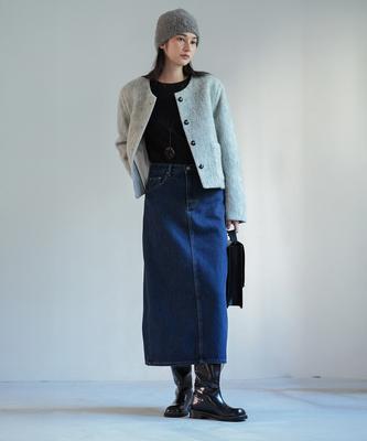 THEMILUI Lena Napping Denim Skirt (Deep Blue)