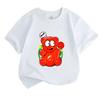 Kids Boys Girls Crew Neck Short Sleeve 100% Cotton T-Shirt Cute Glossy Red Gummy Bear Print Casual Lightweight Soft Summer Daily Tees for Children