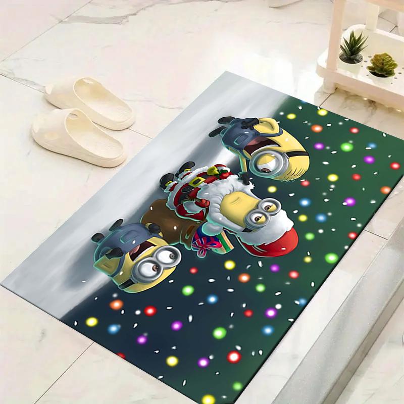 1Pc Christmas Minion Celebration Rug Office Carpet Indoor Outdoor Doormat Nonslip Soft And Comfortable Living Room Christmas Halloween Gift D91844