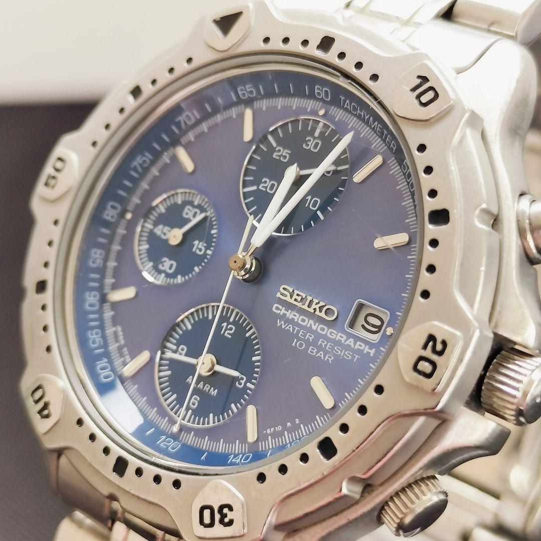 [In operation] Seiko Chronograph Alarm Blue Dial Men s 7T32-6E40