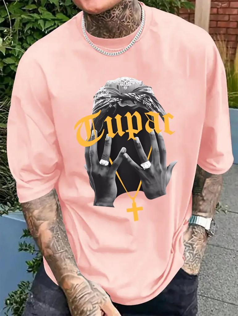 Summer Men's 3D Printed Hip hop Singers Tupac Graphic T-Shirt Round Neck Casual Women's Short Sleeve T-shirt Tee