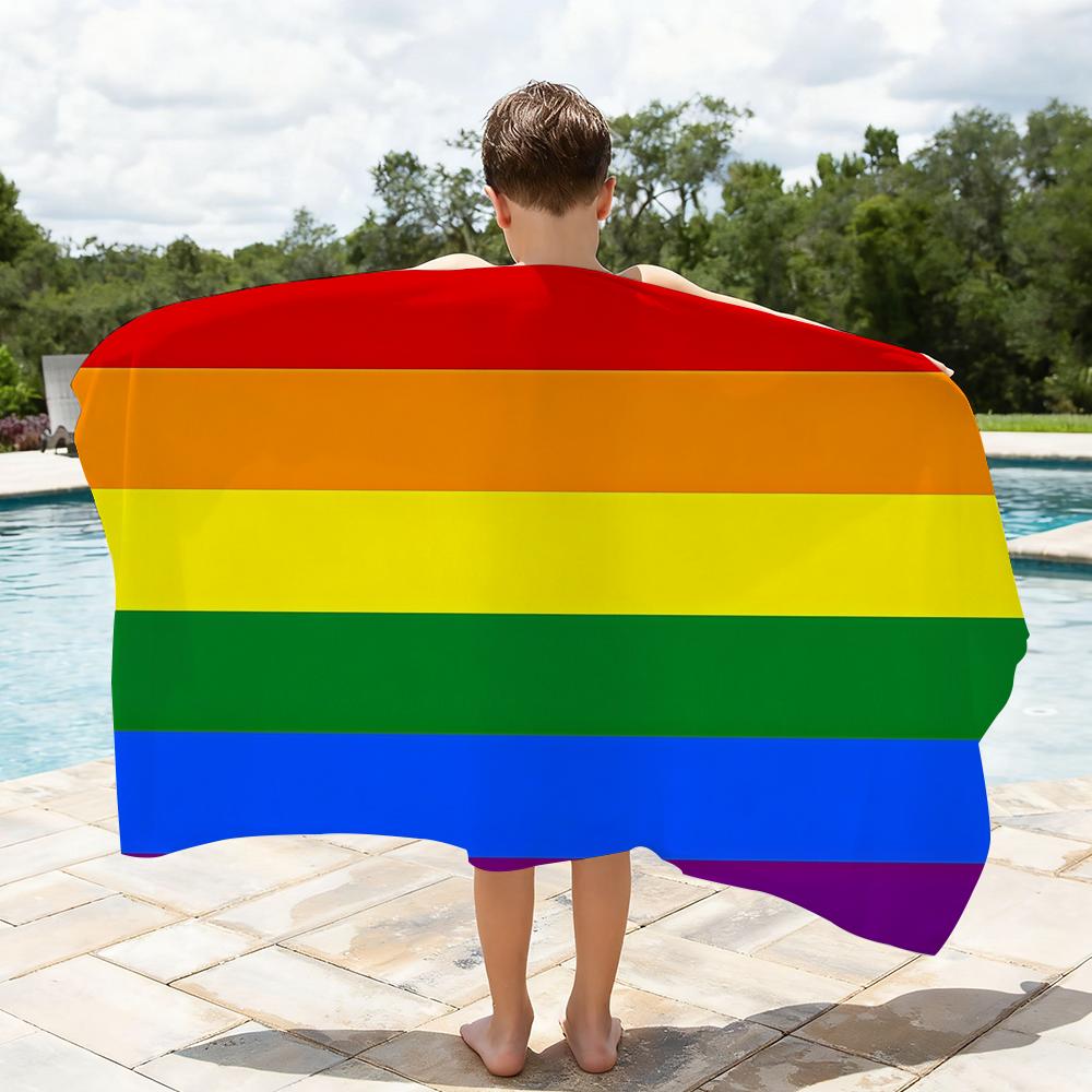 Art Flag of Gay Rainbow Pride Towel Soft Lightweight Anti-Sand Large Beach Towel Quick-Drying Bath Sports Family