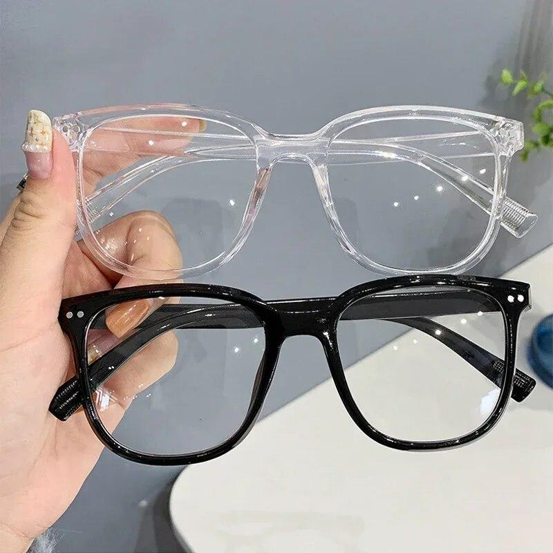 Square Finished Ladies Myopia Glasses Ultralight Oversized Frame Anti Blue Light Prescription Minus Eyewear Diopter 0 To -6.0