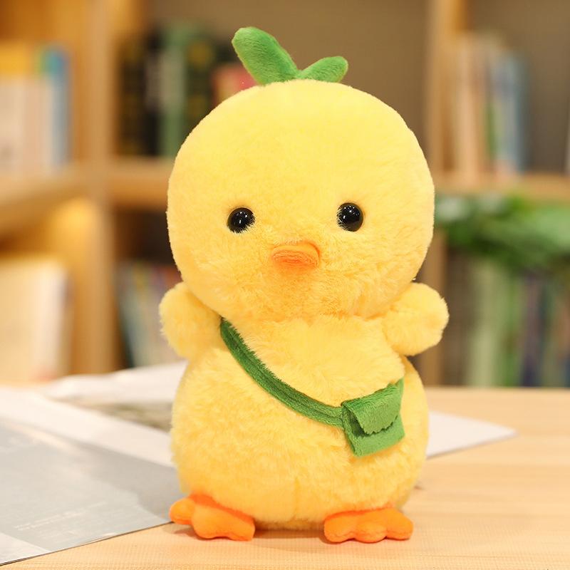 25cm Creative Small Yellow Chicken Stuffed Animal Plush Toy Cute Backpack Chick Plush Doll Boy Girl Birthday Gifts Room Decor