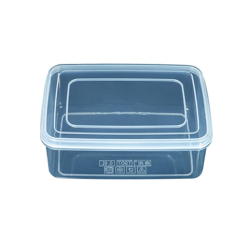 0.9L Transparent Food Grade Plastic Storage Box with Flat Lid for Kitchen or Refrigerator.