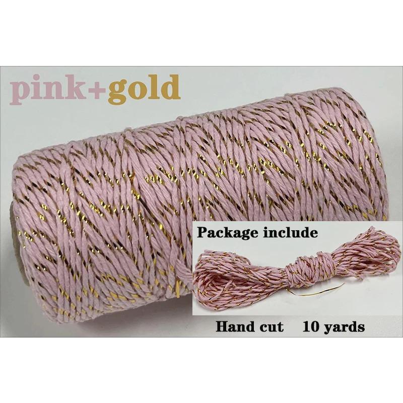 Sfoară Bumbac Bicolor 2mm 10 yarzi Sfoară Bakers Twine Fir Bumbac pentru Decor Acasă Handmade DIY Ambalare Cadou Crăciun