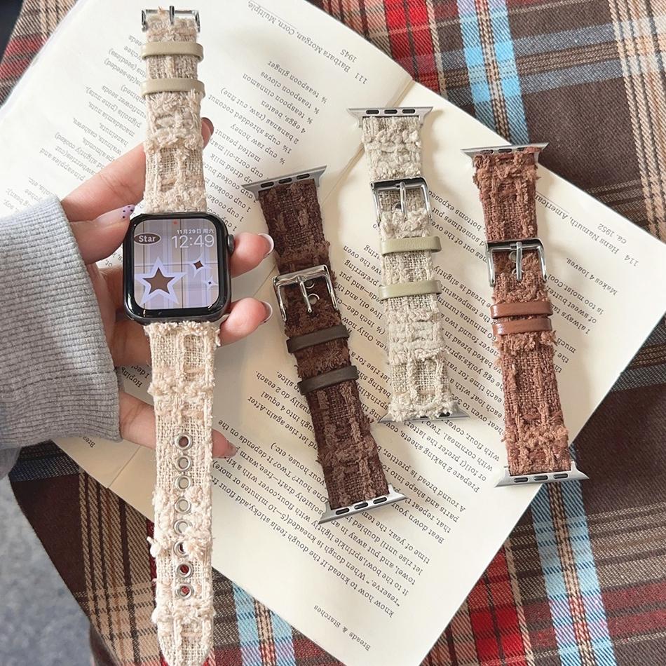 Plush Lattice Leather Bracelet For Apple Watch Band Series S11/10/9/8/7/6/5/Ultra iWatch Strap 49/46/45/44/42/41/40/38mm Elegant