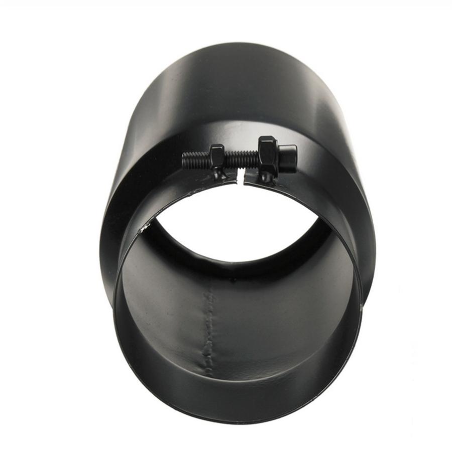 4" Inlet 5" Outlet 12" Long Angle Cut Rolled Bolt-On Exhaust Tip Tail Pipe Black