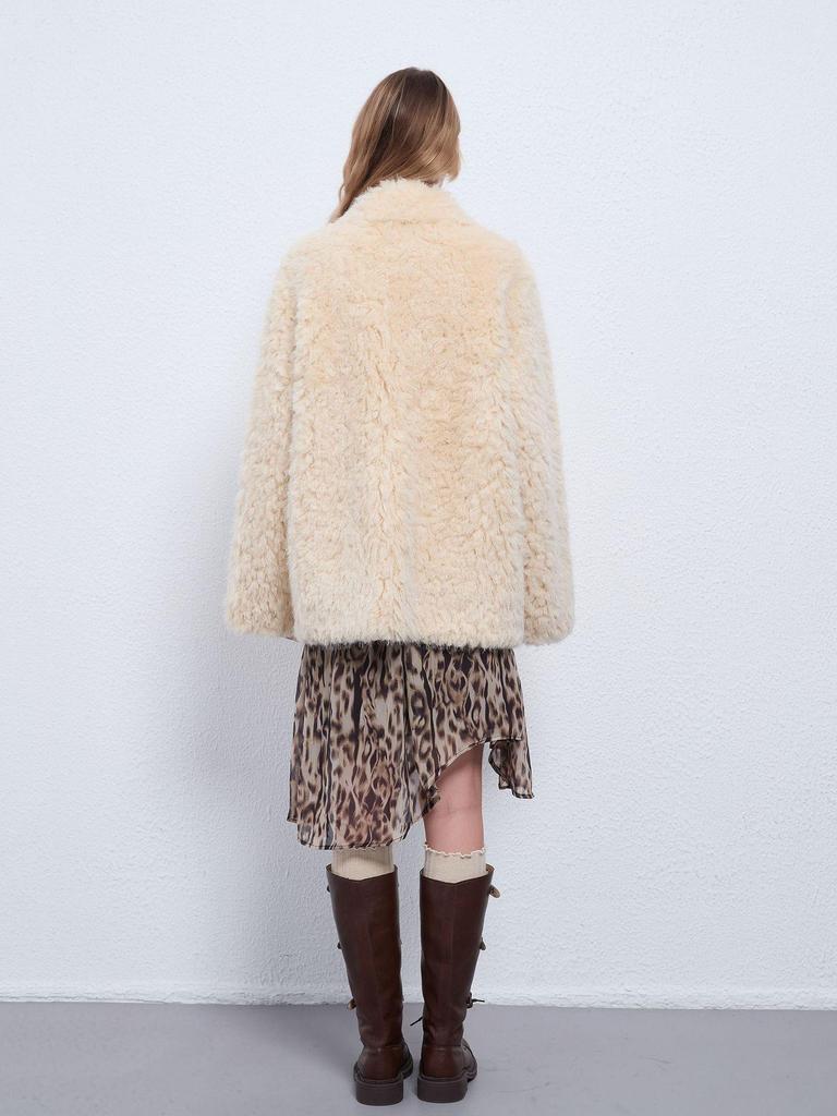 Women's 2025 Faux Fur Lamb Wool Coat - Fluffy, Loose Fit for Autumn & Winter