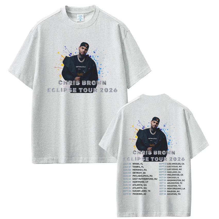 Rapper Chris Brown Eclipse Tour 2026 Concert Merch Tshirt Fan Gifts Unisexs Women Fashion Hip Hop T Shirt Cotton Casual Tshirts