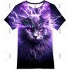 Neon Hip Hop Kat T-shirt Voor Mannen Carnavalsfeest Ronde Hals Korte Mouw T-shirts Hip Hop Straat 2025 Zomer Trend Sterren Ruimte Tee