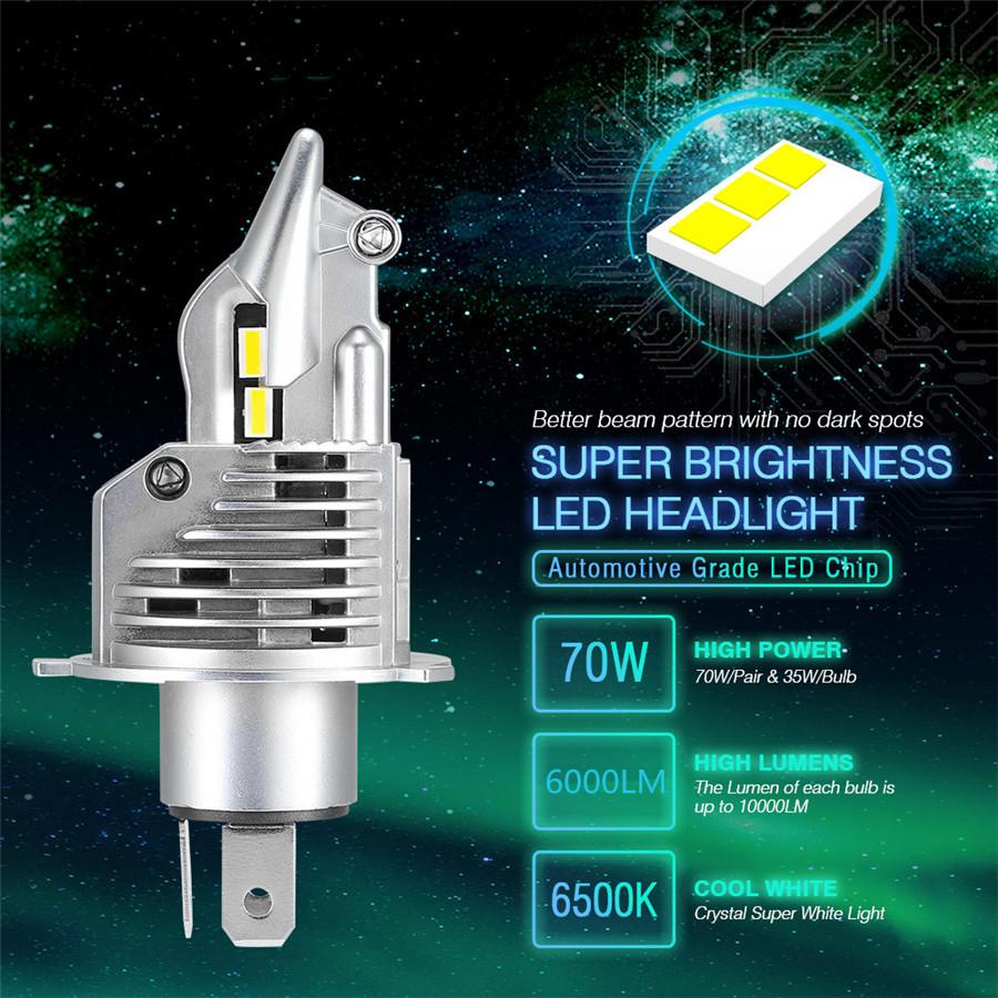 Motorcycle H4 9003 LED Headlight Bulb 6000LM 6500K