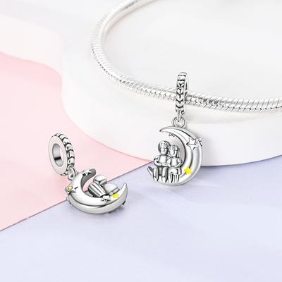 Star And Moon Couple Pendant Plata R Original Beads Fit Originalcharms Bracelet Beads Jewelry Gifts For Women