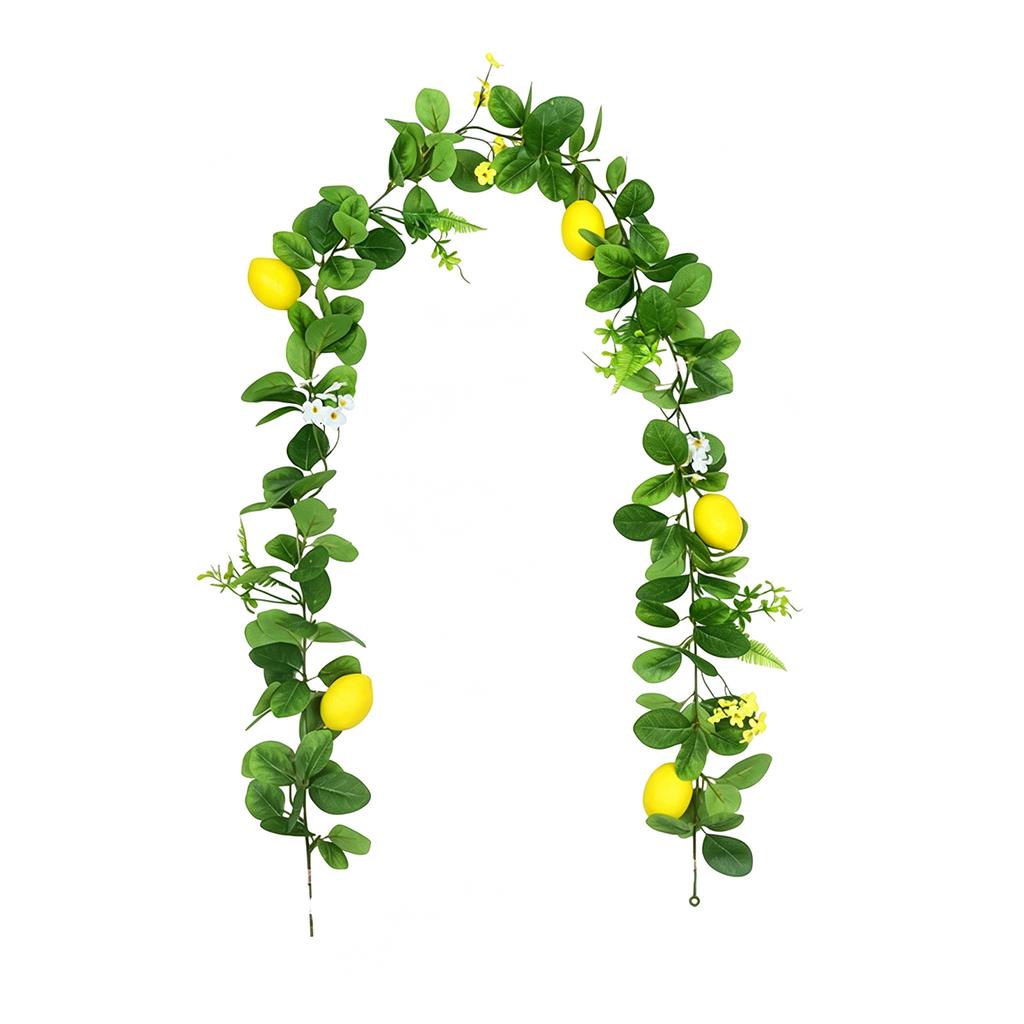 Realistic Artificial Lemon Garland with Green Leaves Simulated Lemon Vine Strips for Party Wedding Backdrop Front Door Decor